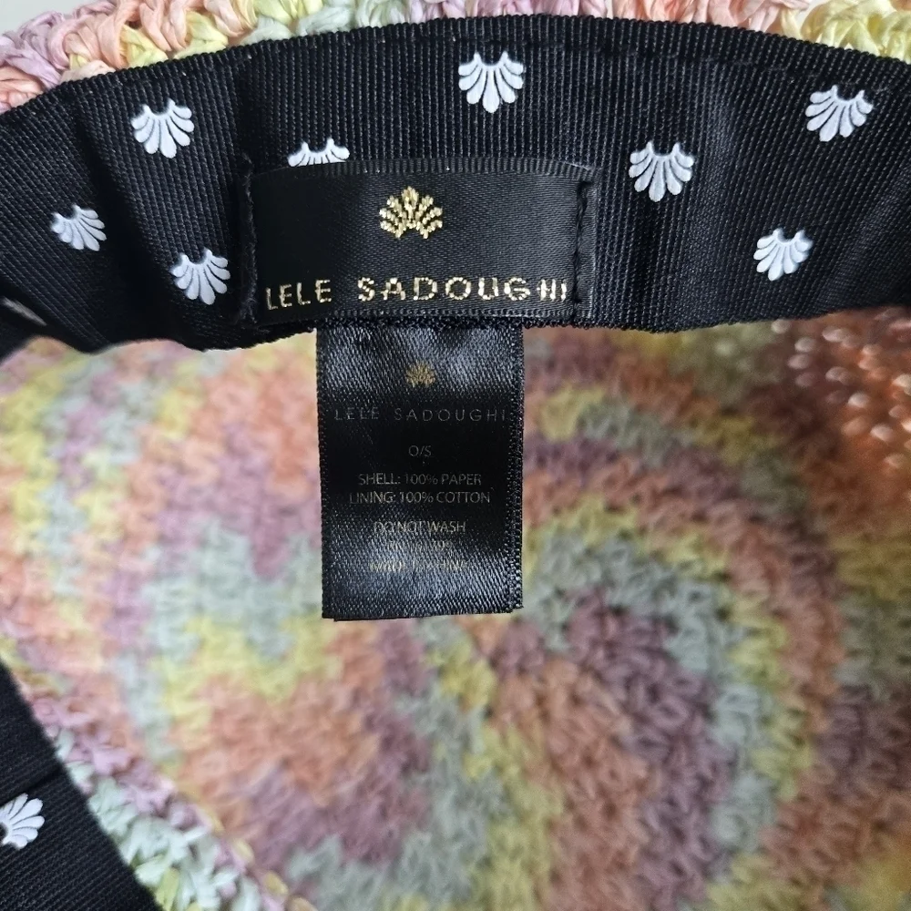 New Lele Sadoughi Raffia Rainbow Pastel Playa Bucket Hat